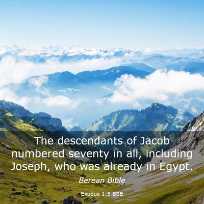 Picture 03 - Exodus 1:5 BSB - The descendants of Jacob numbered seventy in all, - Bible Verse Picture