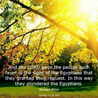 Picture 03 - Exodus 12:36 BSB - And the LORD gave the people such favor in the - Bible Verse Picture
