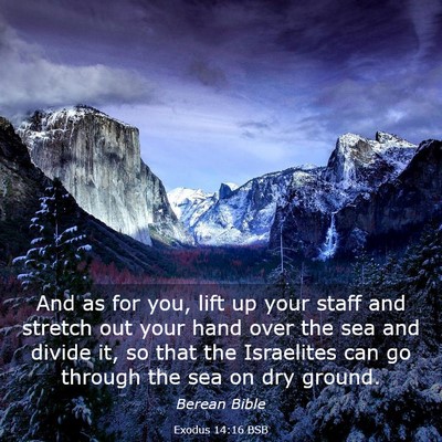Picture 03 - Exodus 14:16 BSB - And as for you, lift up your staff and stretch - Bible Verse Picture