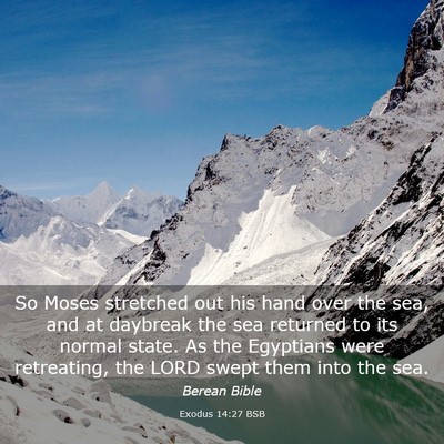 Picture 03 - Exodus 14:27 BSB - So Moses stretched out his hand over the sea, and - Bible Verse Picture