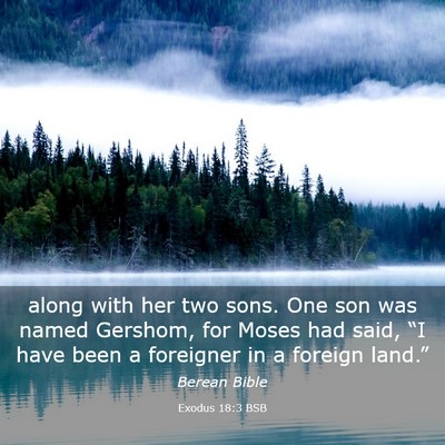 Picture 03 - Exodus 18:3 BSB - along with her two sons. One son was named - Bible Verse Picture