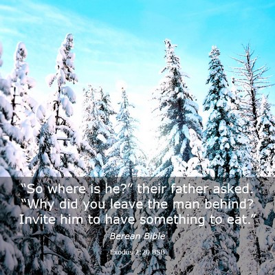 Picture 03 - Exodus 2:20 BSB - “So where is he?” their father asked. “Why - Bible Verse Picture
