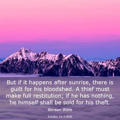 Picture 03 - Exodus 22:3 BSB - But if it happens after sunrise, there is guilt - Bible Verse Picture