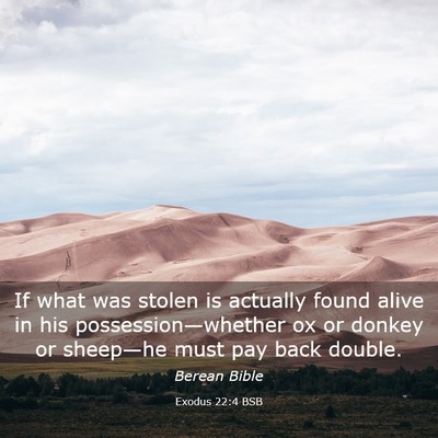 Picture 03 - Exodus 22:4 BSB - If what was stolen is actually found alive in his - Bible Verse Picture