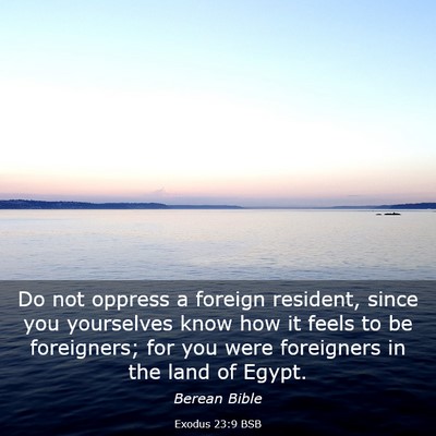 Picture 03 - Exodus 23:9 BSB - Do not oppress a foreign resident, since you - Bible Verse Picture