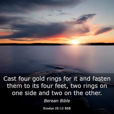 Picture 03 - Exodus 25:12 BSB - Cast four gold rings for it and fasten them to - Bible Verse Picture