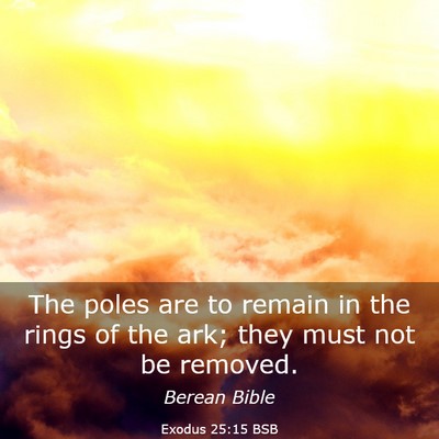 Picture 03 - Exodus 25:15 BSB - The poles are to remain in the rings of the ark; - Bible Verse Picture
