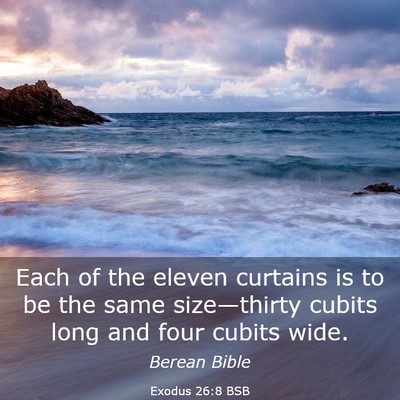 Picture 03 - Exodus 26:8 BSB - Each of the eleven curtains is to be the same - Bible Verse Picture
