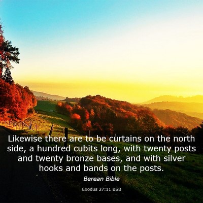 Picture 03 - Exodus 27:11 BSB - Likewise there are to be curtains on the north - Bible Verse Picture