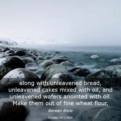 Picture 03 - Exodus 29:2 BSB - along with unleavened bread, unleavened cakes - Bible Verse Picture