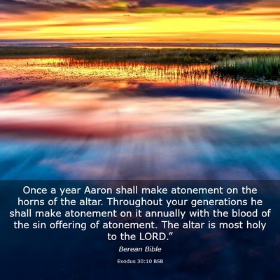 Picture 03 - Exodus 30:10 BSB - Once a year Aaron shall make atonement on the - Bible Verse Picture