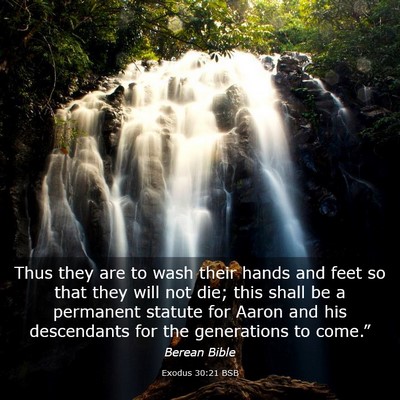 Picture 03 - Exodus 30:21 BSB - Thus they are to wash their hands and feet so - Bible Verse Picture