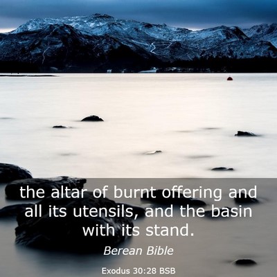 Picture 03 - Exodus 30:28 BSB - the altar of burnt offering and all its utensils, - Bible Verse Picture
