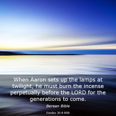Picture 03 - Exodus 30:8 BSB - When Aaron sets up the lamps at twilight, he must - Bible Verse Picture