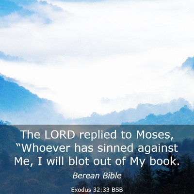 Picture 03 - Exodus 32:33 BSB - The LORD replied to Moses, “Whoever has sinned - Bible Verse Picture