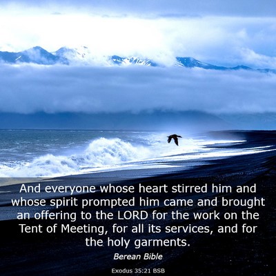 Picture 03 - Exodus 35:21 BSB - And everyone whose heart stirred him and whose - Bible Verse Picture