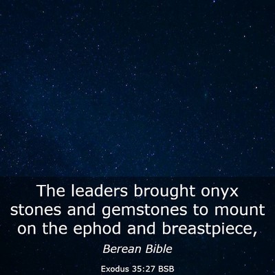 Picture 03 - Exodus 35:27 BSB - The leaders brought onyx stones and gemstones to - Bible Verse Picture