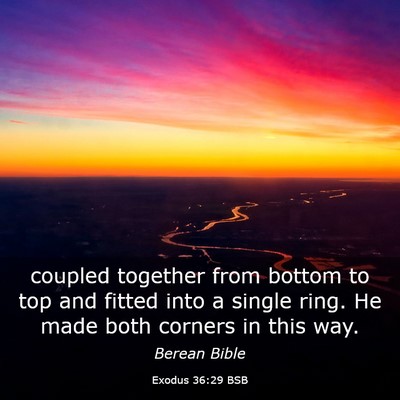 Picture 03 - Exodus 36:29 BSB - coupled together from bottom to top and fitted - Bible Verse Picture