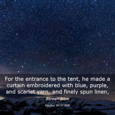 Picture 03 - Exodus 36:37 BSB - For the entrance to the tent, he made a curtain - Bible Verse Picture