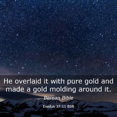 Picture 03 - Exodus 37:11 BSB - He overlaid it with pure gold and made a gold - Bible Verse Picture