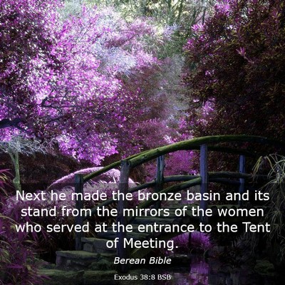 Picture 03 - Exodus 38:8 BSB - Next he made the bronze basin and its stand from - Bible Verse Picture