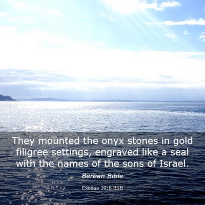 Picture 03 - Exodus 39:6 BSB - They mounted the onyx stones in gold filigree - Bible Verse Picture