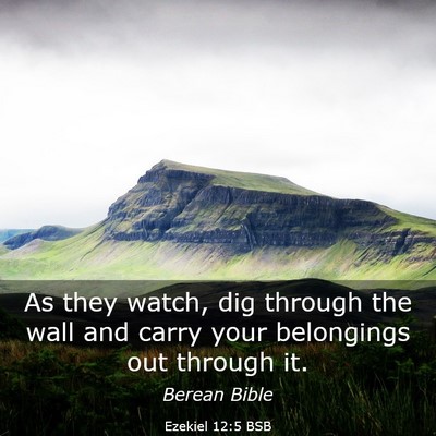 Picture 03 - Ezekiel 12:5 BSB - As they watch, dig through the wall and carry - Bible Verse Picture