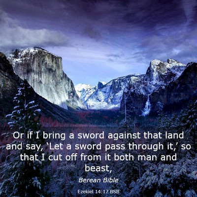 Picture 03 - Ezekiel 14:17 BSB - Or if I bring a sword against that land and say, - Bible Verse Picture