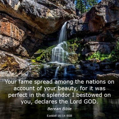 Picture 03 - Ezekiel 16:14 BSB - Your fame spread among the nations on account of - Bible Verse Picture