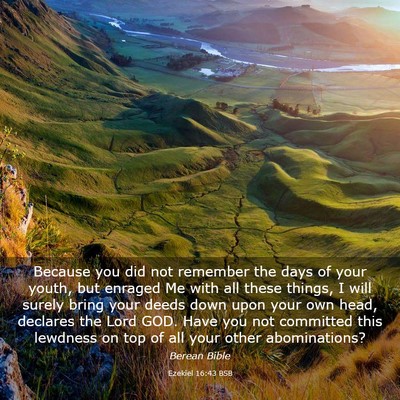 Picture 03 - Ezekiel 16:43 BSB - Because you did not remember the days of your - Bible Verse Picture
