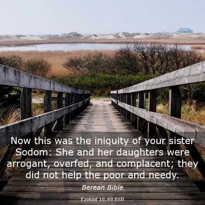 Picture 03 - Ezekiel 16:49 BSB - Now this was the iniquity of your sister Sodom: - Bible Verse Picture