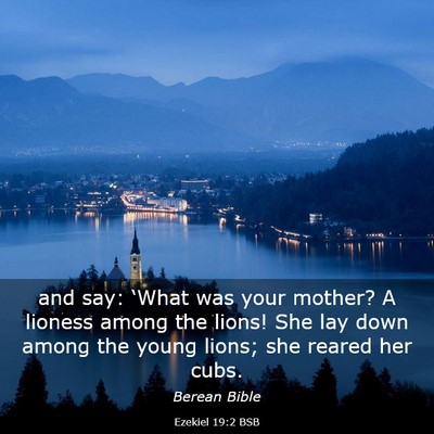 Picture 03 - Ezekiel 19:2 BSB - and say: ‘What was your mother? A lioness among - Bible Verse Picture