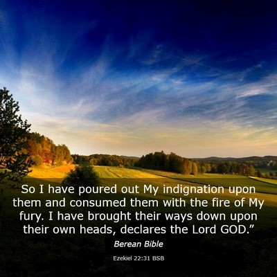 Picture 03 - Ezekiel 22:31 BSB - So I have poured out My indignation upon them and - Bible Verse Picture