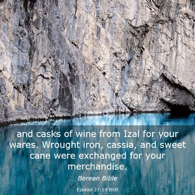 Picture 03 - Ezekiel 27:19 BSB - and casks of wine from Izal for your wares. - Bible Verse Picture