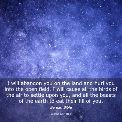 Picture 03 - Ezekiel 32:4 BSB - I will abandon you on the land and hurl you into - Bible Verse Picture