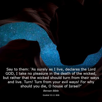 Picture 03 - Ezekiel 33:11 BSB - Say to them: ‘As surely as I live, declares the - Bible Verse Picture