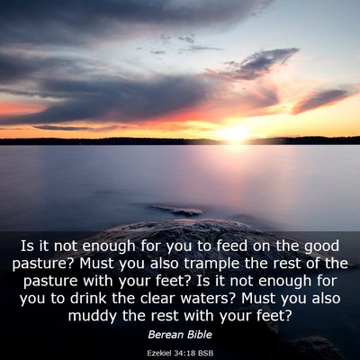 Picture 03 - Ezekiel 34:18 BSB - Is it not enough for you to feed on the good - Bible Verse Picture
