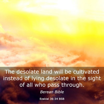 Picture 03 - Ezekiel 36:34 BSB - The desolate land will be cultivated instead of - Bible Verse Picture