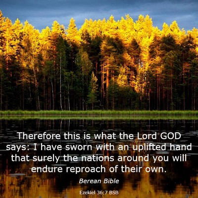 Picture 03 - Ezekiel 36:7 BSB - Therefore this is what the Lord GOD says: I have - Bible Verse Picture