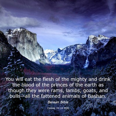 Picture 03 - Ezekiel 39:18 BSB - You will eat the flesh of the mighty and drink - Bible Verse Picture
