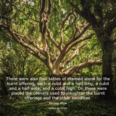 Picture 03 - Ezekiel 40:42 BSB - There were also four tables of dressed stone for - Bible Verse Picture