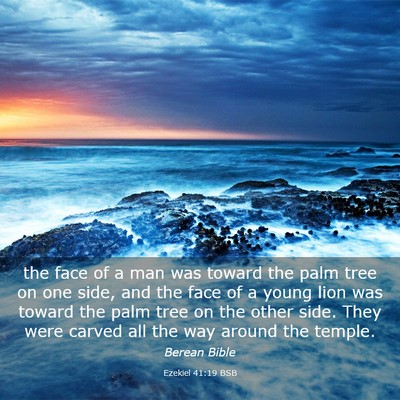 Picture 03 - Ezekiel 41:19 BSB - the face of a man was toward the palm tree on one - Bible Verse Picture