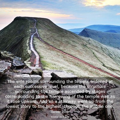 Picture 03 - Ezekiel 41:7 BSB - The side rooms surrounding the temple widened at - Bible Verse Picture