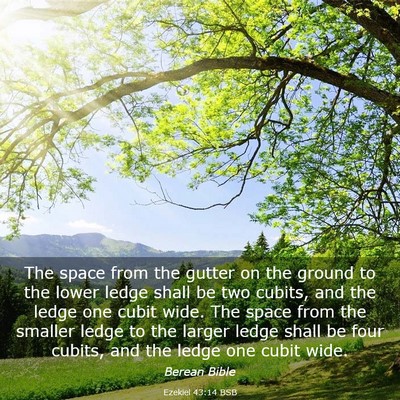 Picture 03 - Ezekiel 43:14 BSB - The space from the gutter on the ground to the - Bible Verse Picture