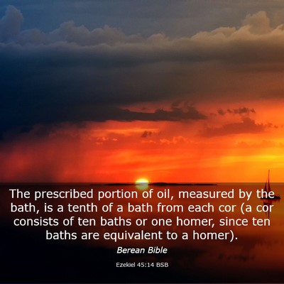 Picture 03 - Ezekiel 45:14 BSB - The prescribed portion of oil, measured by the - Bible Verse Picture