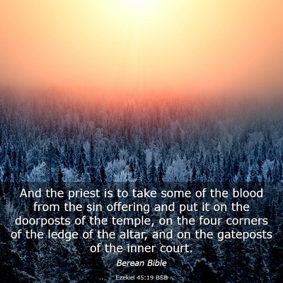 Picture 03 - Ezekiel 45:19 BSB - And the priest is to take some of the blood from - Bible Verse Picture