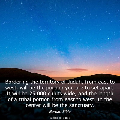 Picture 03 - Ezekiel 48:8 BSB - Bordering the territory of Judah, from east to - Bible Verse Picture