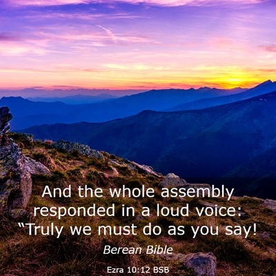 Picture 03 - Ezra 10:12 BSB - And the whole assembly responded in a loud voice: - Bible Verse Picture