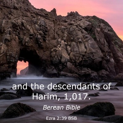 Picture 03 - Ezra 2:39 BSB - and the descendants of Harim, - Bible Verse Picture