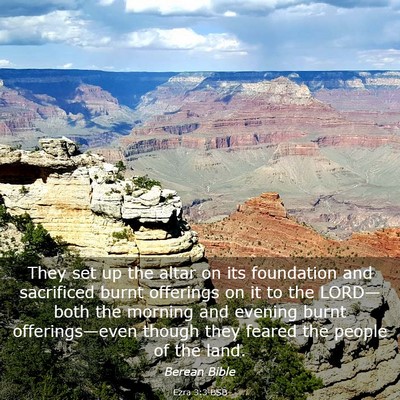 Picture 03 - Ezra 3:3 BSB - They set up the altar on its foundation and - Bible Verse Picture